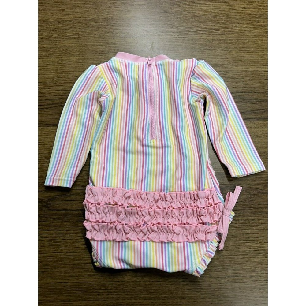 Ruffle Butts Pastel Striped Kids Swim One Piece